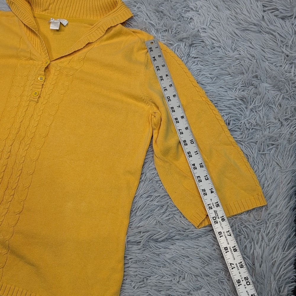 Christopher & Banks Shirt Womens XL Yellow  Casual Comfort Buttons‎ Lightweight - Picture 5 of 9